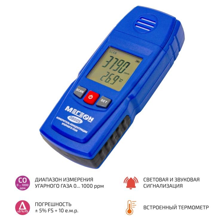 Измеритель концентрации угарного газа МЕГЕОН 08005