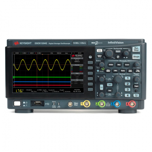 DSOX1204G Осциллограф цифровой 70/100/200 МГц Keysight Technologies DSOX1204G, 4 аналоговых канала, со встроенным генератором сигналов